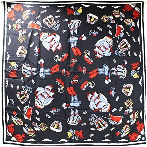 ビアンキーニフェリエ シルク スカーフ ブラック マルチカラー  中古 Aランク BIANCHINI FERIER |