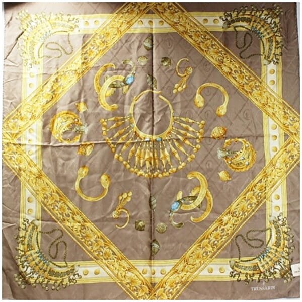 トラサルディ シルク スカーフ 未使用 ライトブラウン 中古 Sランク TRUSSARDI｜レディース 女性用 タグ付き