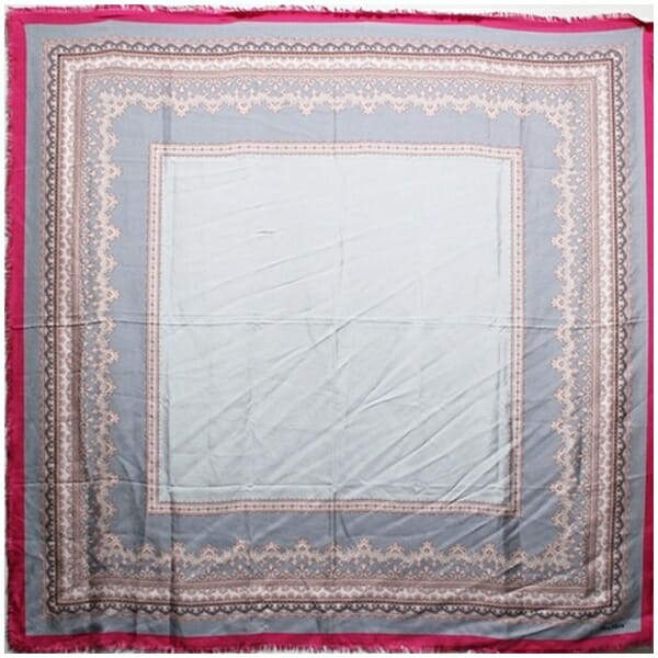 マックスマーラ シルク 大判スカーフ グレー ピンク 中古 Aランク Max Mara | レディース 女性