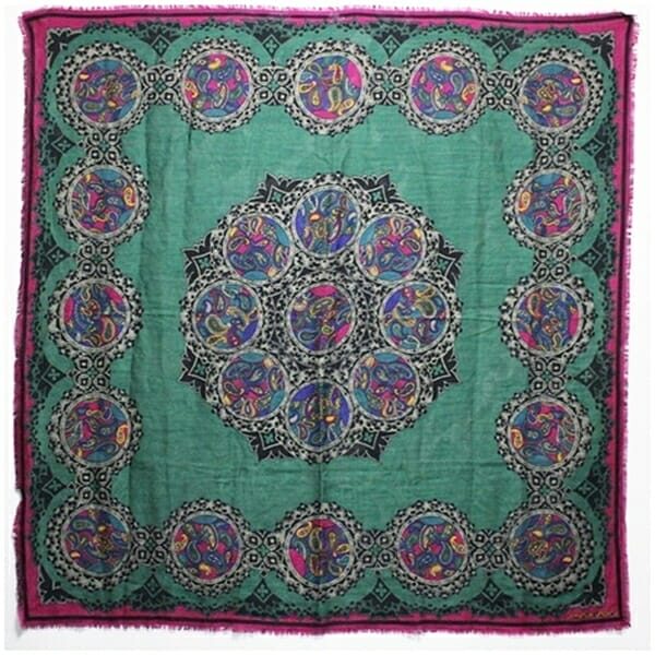 エマニュエルウンガロ ウール シルク 大判ストール グリーン マルチカラー 中古 ABランク emanuel ungaro