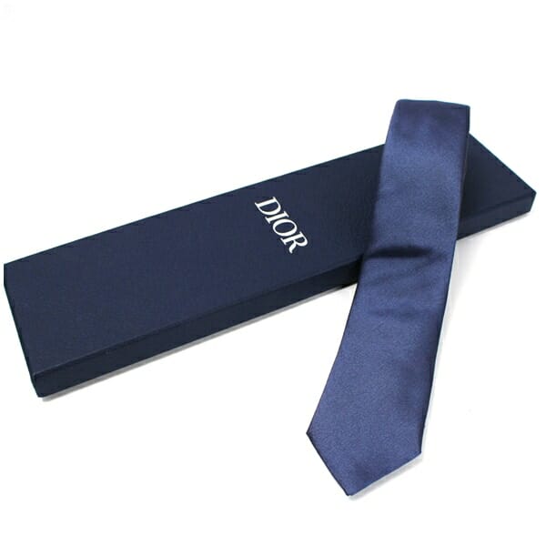 【クリスチャンディオール】ネクタイ　トロッター　オブリーク 紺色　シルク　光沢 DIOR | ネクタイ ディオール オブリーク シルク