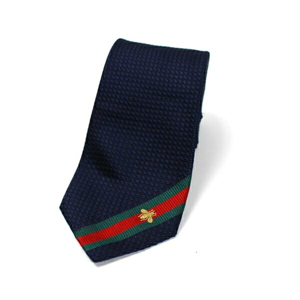 グッチ ネクタイ ネイビー Bee シェリーライン 現行品 中古 ABランク