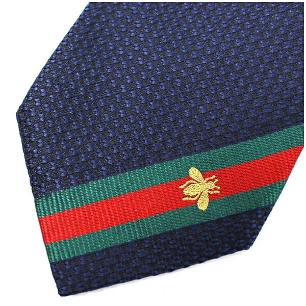 グッチ ネクタイ ネイビー Bee シェリーライン 現行品 中古 ABランク