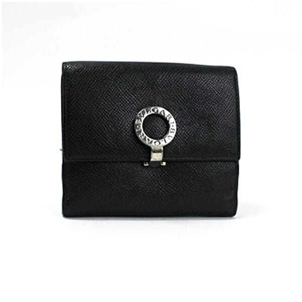 ブルガリ 二つ折り 財布 レザー ブラック 中古 ABランク BVLGARI