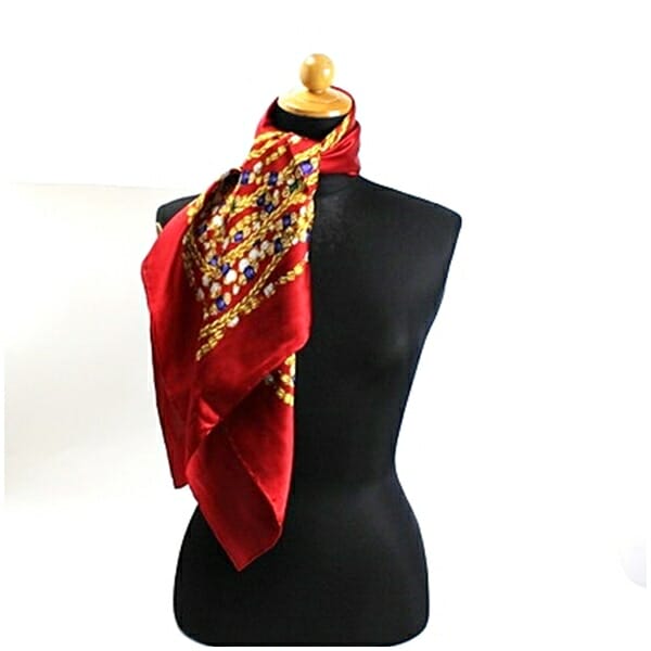 シャネル シルク スカーフ レッド 宝石柄 中古 ABランク CHANEL