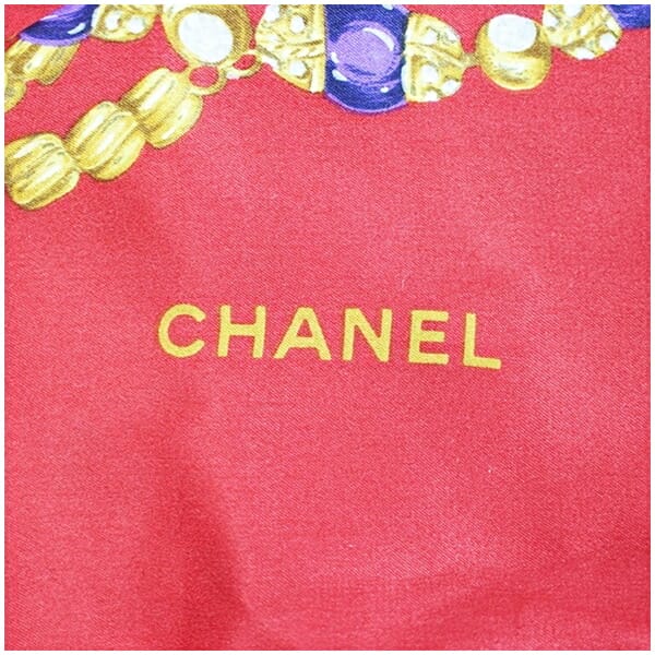 シャネル シルク スカーフ レッド 宝石柄 中古 ABランク CHANEL