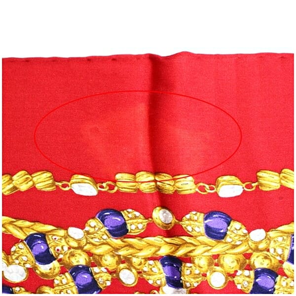 シャネル シルク スカーフ レッド 宝石柄 中古 ABランク CHANEL