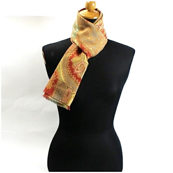 エトロ シルク ストール 長方形 ブラウン×オレンジ 中古 Aランク ETRO