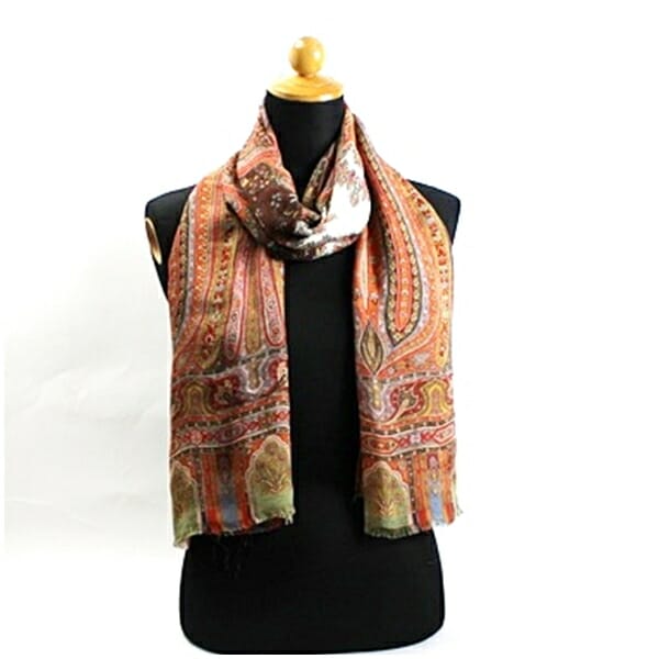 エトロ シルク ストール 長方形 ブラウン オレンジ 中古 Aランク ETRO｜レディース 女性用