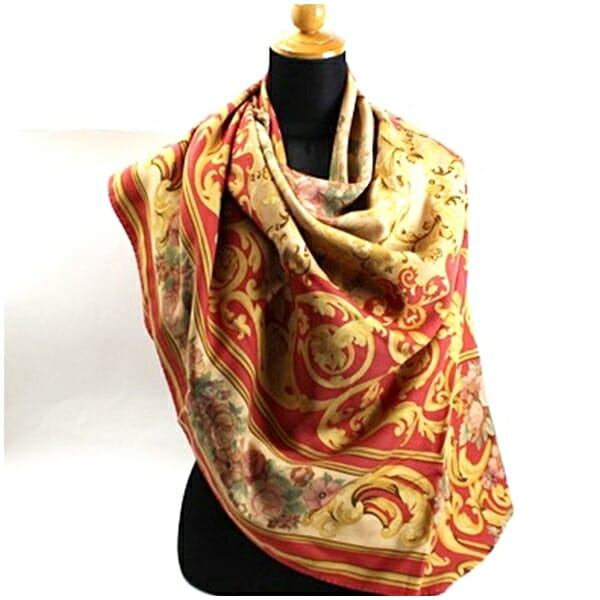 エトロ ウール シルク 大判スカーフ ストール サーモンピンク ベージュ 中古 Aランク ETRO レディース 女性 エトロ ウール シルク 大判スカーフ ストール サーモンピンク ベージュ