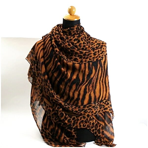 イヴサンローラン シルク 大判スカーフ ブラウン ブラック レオパード  