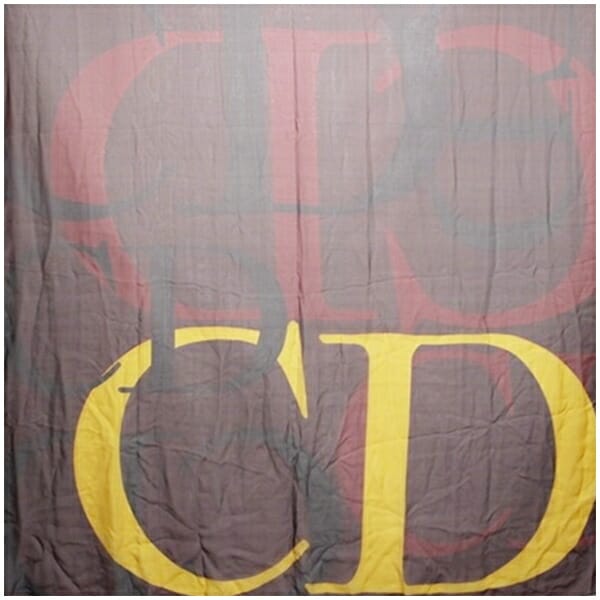 クリスチャンディオール シルク シフォン 大判スカーフ レッド マスタード 中古 Aランク Christian Dior