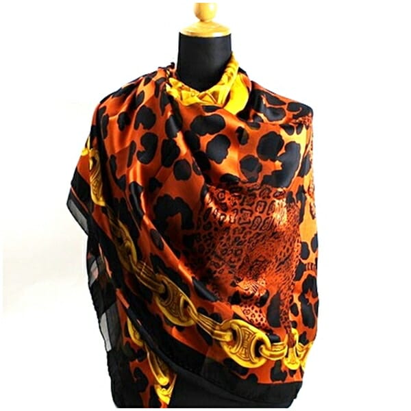 セリーヌ 大判ストール ブラウン ブラック アニマル 中古 Aランク  