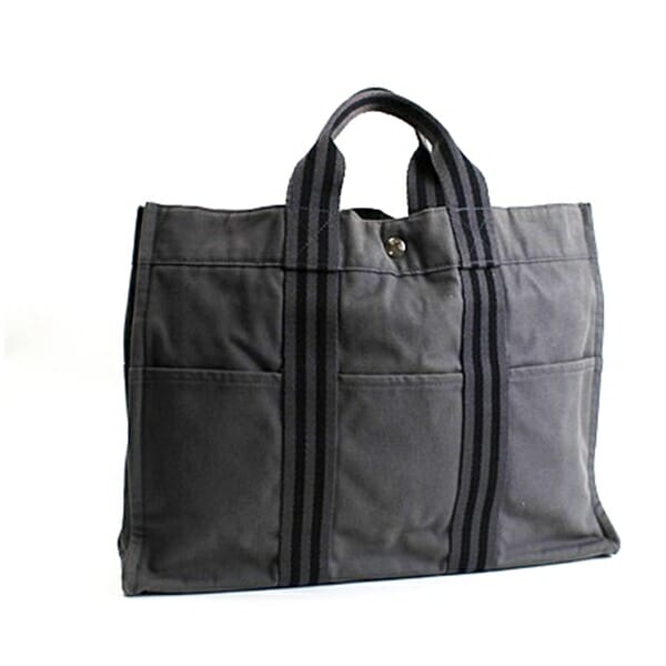 エルメス フールトゥMM キャンバス トートバッグ グレー 中古 ABランク HERMES レディース メンズ 男女兼用