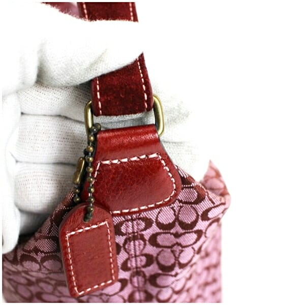 COACH コーチ アクセサリー ポーチ レザー 赤 コーチ ミニシグネチャー