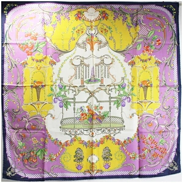 エトロ スカーフ パープル イエロー ホワイト 中古 Aランク ETRO レディース 女性