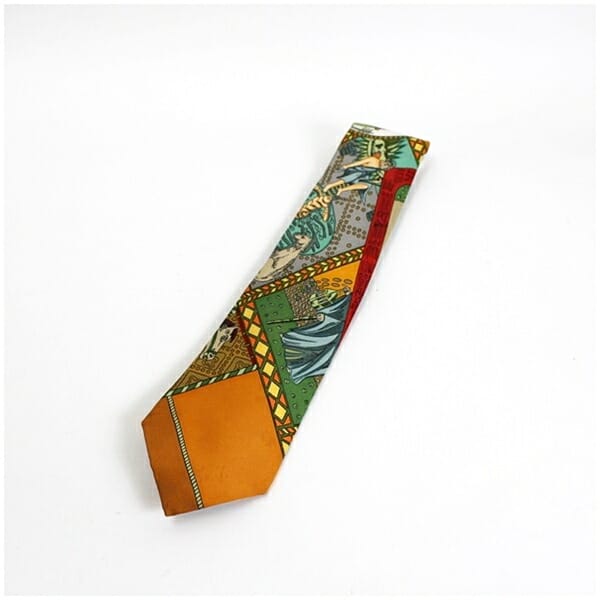 エルメス シルク ネクタイ スカーフ柄 中古 ABランク HERMES メンズ