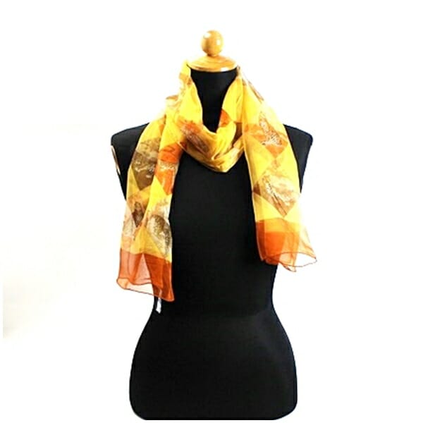 サルバトーレフェラガモ シルク スカーフ 長方形 マスタード オレンジ ヒョウ柄 中古 Aランク Salvatore