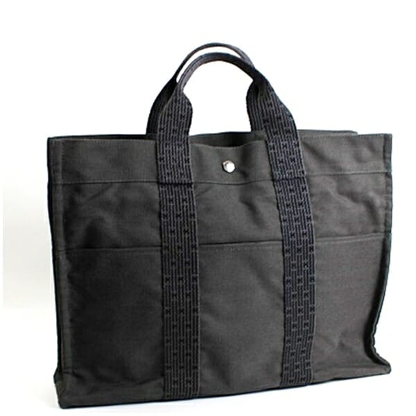 エルメス エールライン MM キャンバス トートバッグ グレー 中古 ABランク HERMES レディース メンズ 男女兼用