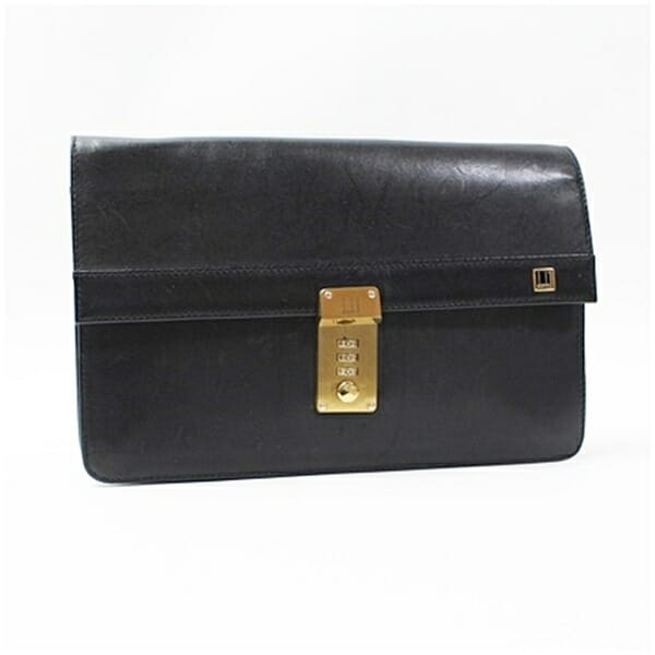 ダンヒル セカンドバッグ クラッチバッグ ダイヤルロック式 レザー ブラック ゴールド金具 中古 ABランク dunhill