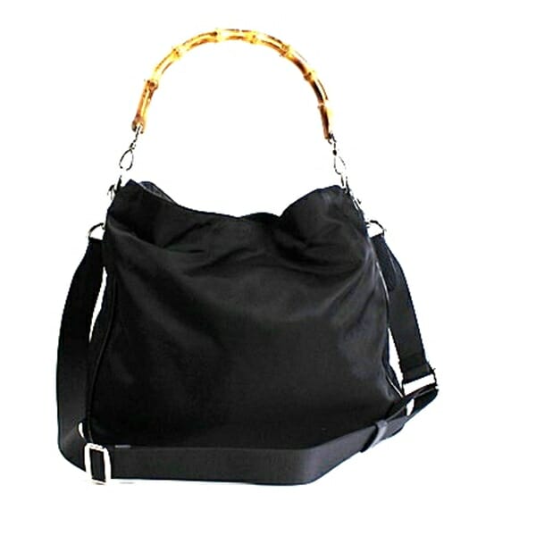 グッチ バンブー ハンドバッグ ショルダーバッグ 2way 肩掛け ブラック ナイロン 中古 ABランク GUCCI