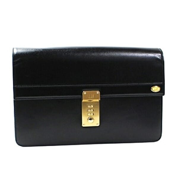 ダンヒル セカンドバッグ クラッチバッグ ダイヤルロック式 レザー ブラック ゴールド金具 中古 Bランク dunhill