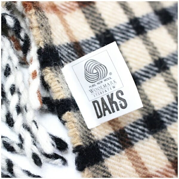 ダックス ウール 大判マフラー ひざ掛け ベージュ チェック 68 130cm