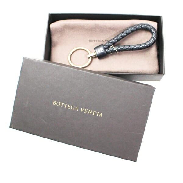 ボッテガヴェネタ イントレチャート キーリング ブラック 中古 ABランク BOTTEGA VENETA レディース 女性