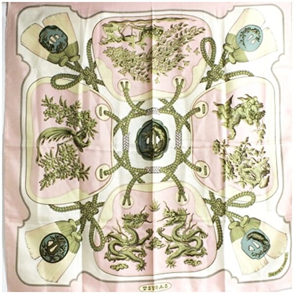 エルメス スカーフ カレ90 TSUBAS ツバ （刀のつば） 中古 ABランク HERMES レディース 女性