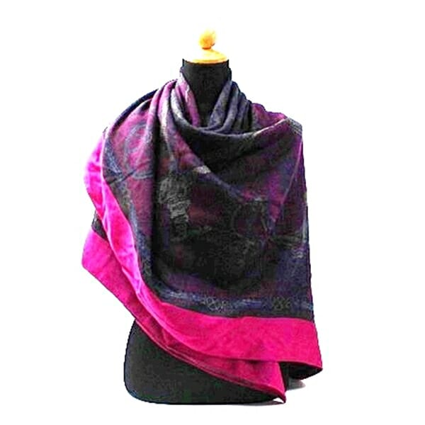 トラサルディ 大判ストール パープル グレー 中古 ABランク TRUSSARDI レディース 女性用 ネコポス送料無料