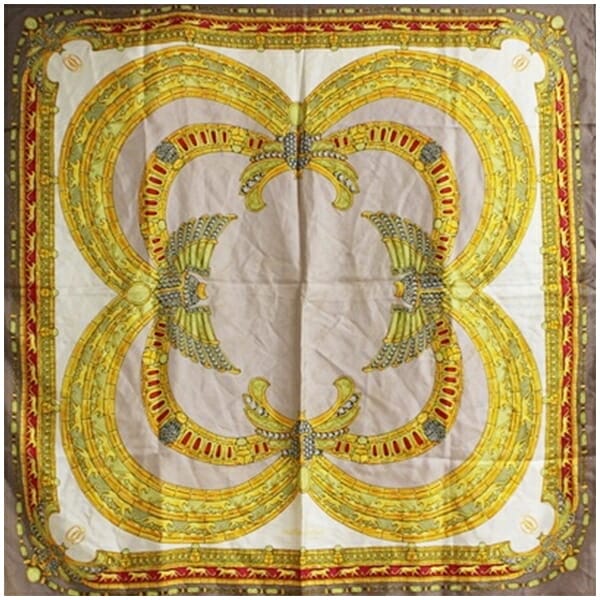 カルテイエ シルク スカーフ ベージュ 宝石柄 中古 ABランク Cartier レディース 女性用