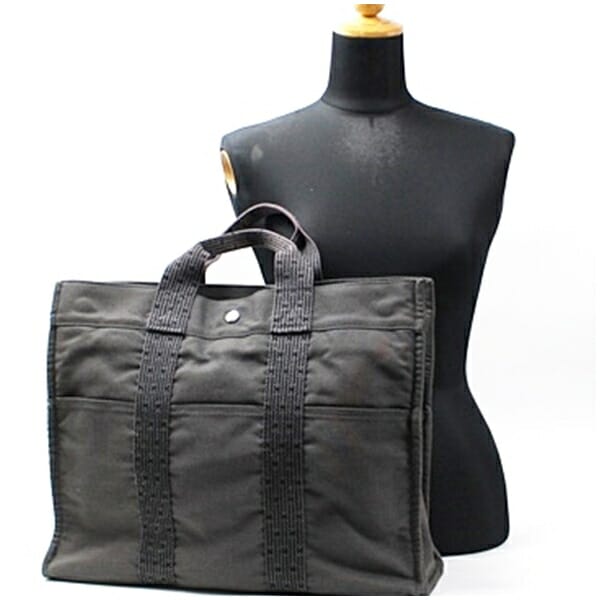 エルメス エールライン MM キャンバス トートバッグ グレー 中古 AB