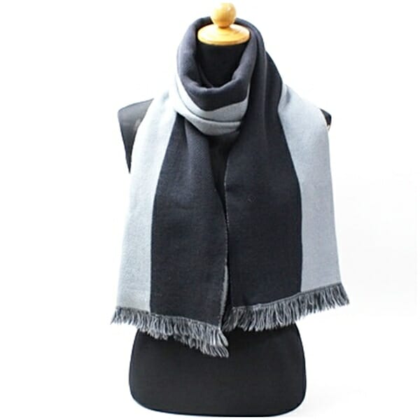 アルマーニコレツィオーニ ウール マフラー ネイビー グレー 164 41cm 中古 ABランク ARMANI