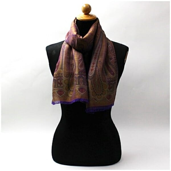 エトロ ウール アセテート シルク 長方形ストール 玉虫色 カーキ 中古 Aランク ETRO レディース 女性