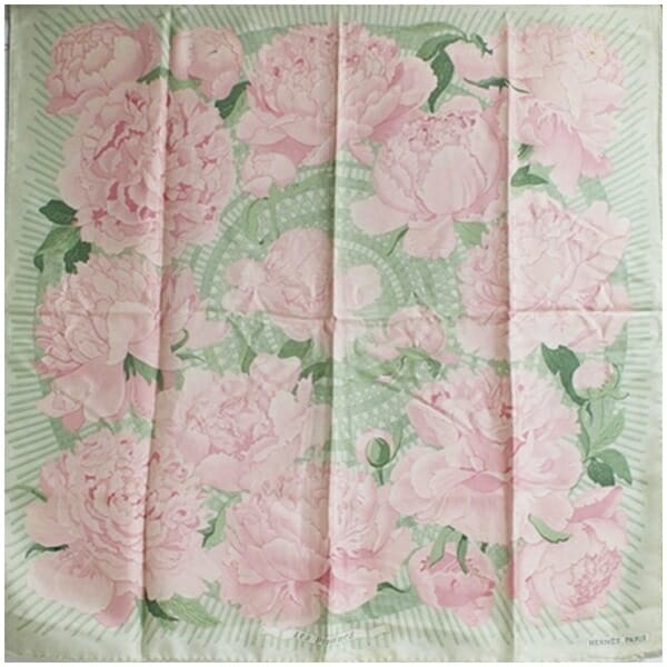 エルメス シルク スカーフ カレ90 Les Pivoines レ・ピヴォワンヌ 芍薬