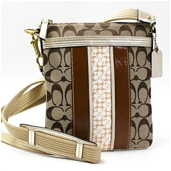 コーチ シグネチャー ショルダーバッグ K0749 キャンバス レザー ベージュ 中古 Aランク COACH レディース