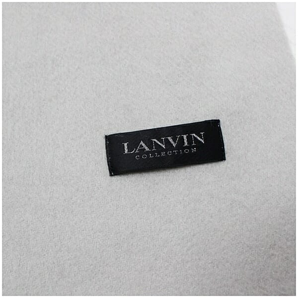 ランバン 大判マフラー ライトグレー 無地 60 190cm 中古 ABランク LANVIN レディース 女性 防寒_3
