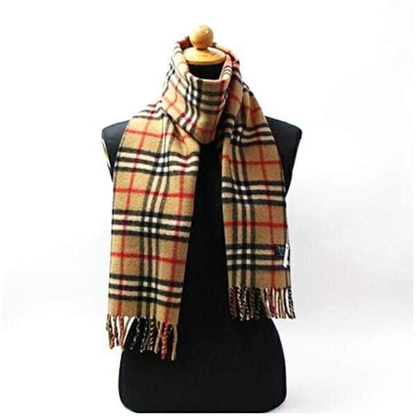 バーバリー ウール マフラー キャメル チェック 160 30cm 中古 ABランク Burberrys メンズ レディース