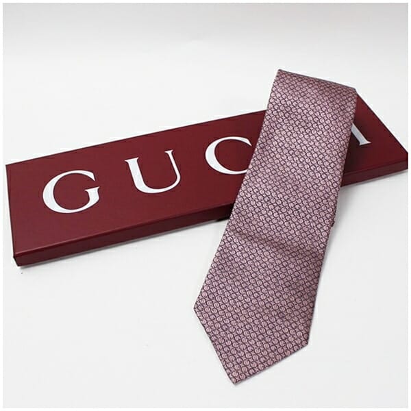 グッチ シルク ネクタイ ロゴ柄 中古 Aランク GUCCI メンズ ビジネス 箱付き