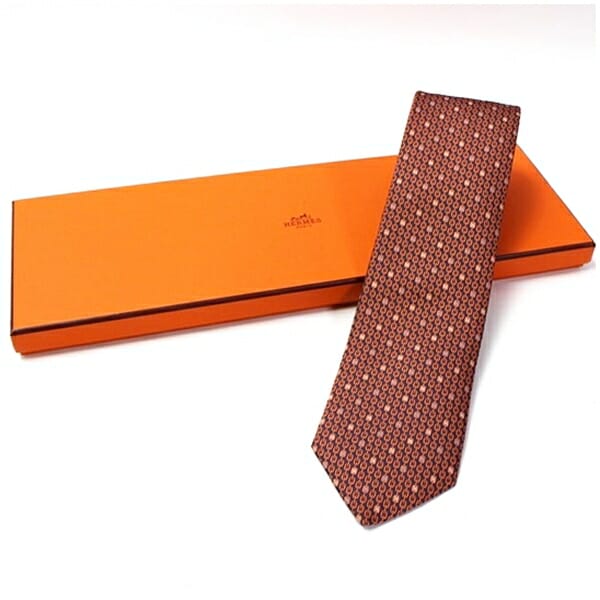 エルメス シルク ネクタイ 未使用 細身 中古 Sランク HERMES 656195T メンズ ビジネス タグ付き 箱付き