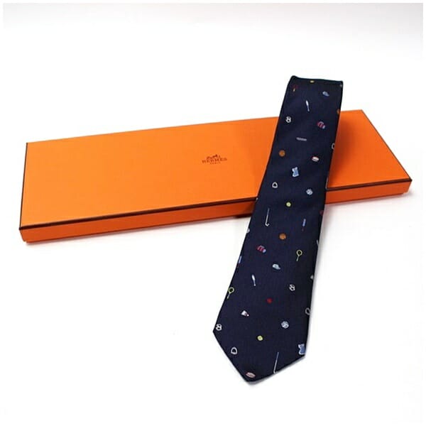エルメス シルク ネクタイ 339364T 中古 Aランク HERMES メンズ ビジネス 箱付き 送料無料