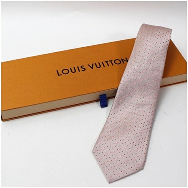 ルイヴィトン シルク ネクタイ ドット ロゴ柄 中古 Aランク LOUIS VUITTON メンズ ビジネス 箱付き