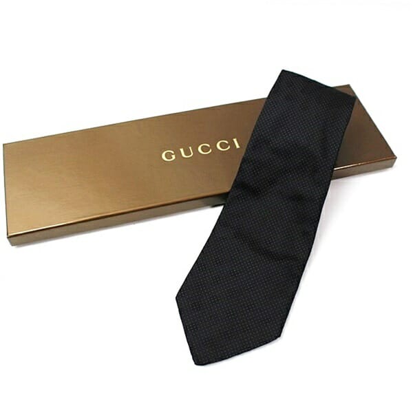 グッチ シルク ネクタイ 未使用 ドット柄 中古 Sランク GUCCI メンズ ビジネス タグ付き 箱付き
