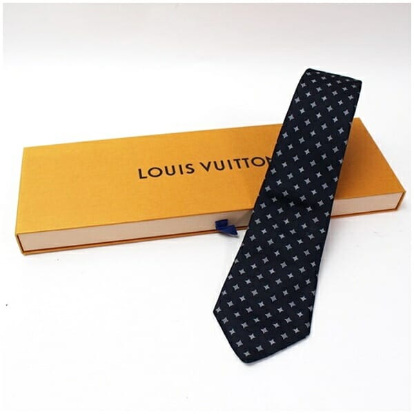 ルイヴィトン シルク ネクタイ 総柄 中古 Aランク LOUIS VUITTON メンズ ビジネス 箱付き 送料無料