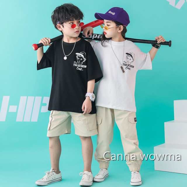 子供 ヒップホップ 男の子夏季 半袖tシャツ 女の子hiphop カッコいい