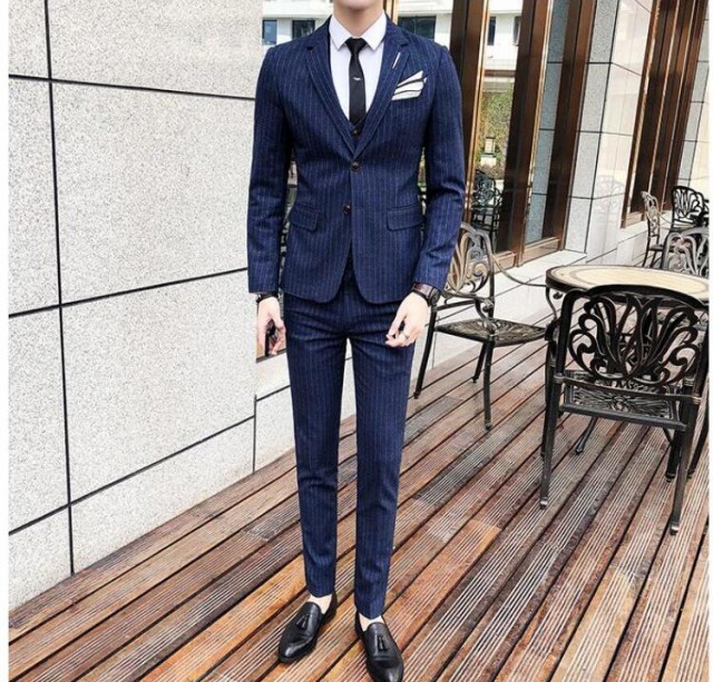 ストライプ柄 タキシードスーツ 3点セット フォーマルスーツ ビジネススーツ メンズスーツ 結婚式 入学式 司会 二次会の通販はau Wowma Canna