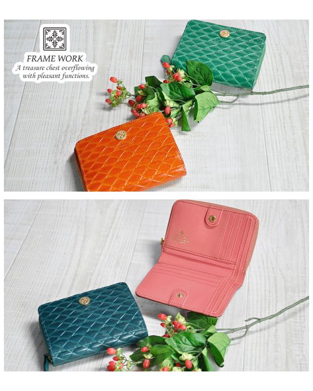 フレームワーク FRAME WORK モネータ 二つ折り財布 折財布 サブウォレット 45011 イタリア製牛革 本革 レディース ピンク オレンジ グリーン ネイビー ポイント10倍 送料無料 誕生日プレゼント ギフト プレゼント ラッピング フレームワーク FRAME WORK モネータ 二つ折り財布 折財布 サブ