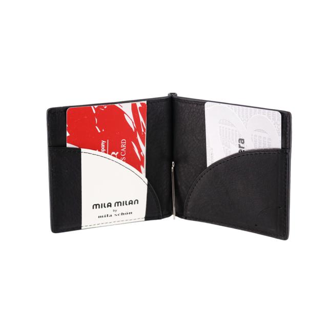 ミラ・ミラン 財布 二つ折り財布 札ばさみ 紙幣クリップ 小銭入れ付き