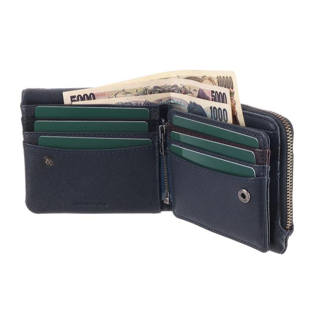 ムスタッシュ 二つ折り財布 メンズ レディース 本革 レザー 薄型 DBR-5409 レッド ムスタッシュ 二つ折り財布 メンズ ブランド MOUSTACHE 財布 小銭入れ