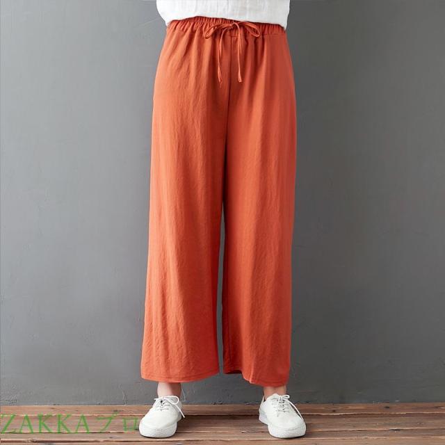 レディース パンツ ズボン 綿 夏 ゆったり 涼しい さらっとした ゆったり 大きめ オレンジ カーキ ブラックの通販はau Pay マーケット Y Cool